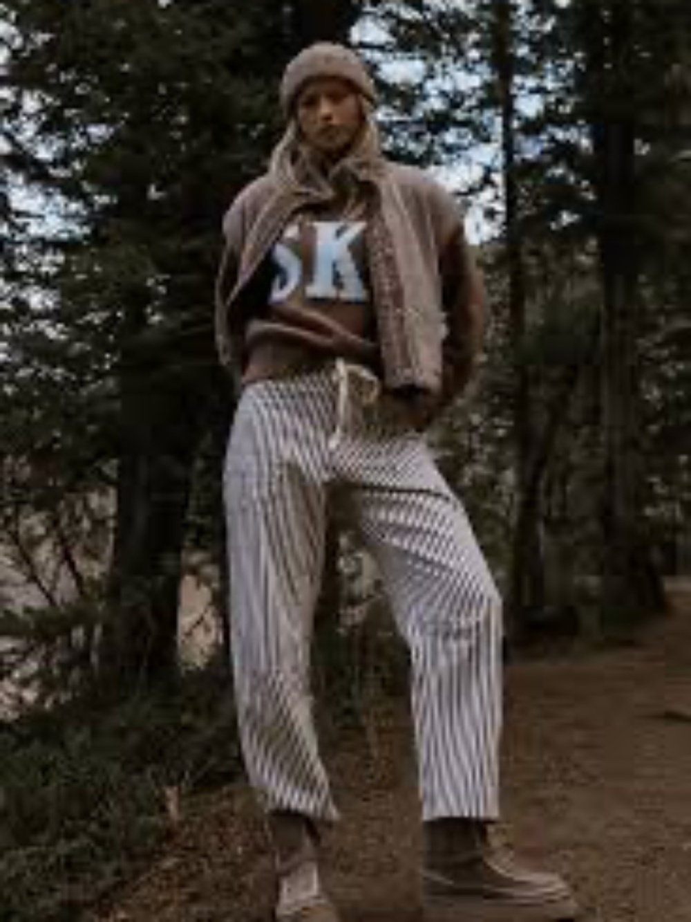 Bohme Jocelyn Barrel Jeans in Brown Stripe (Small)